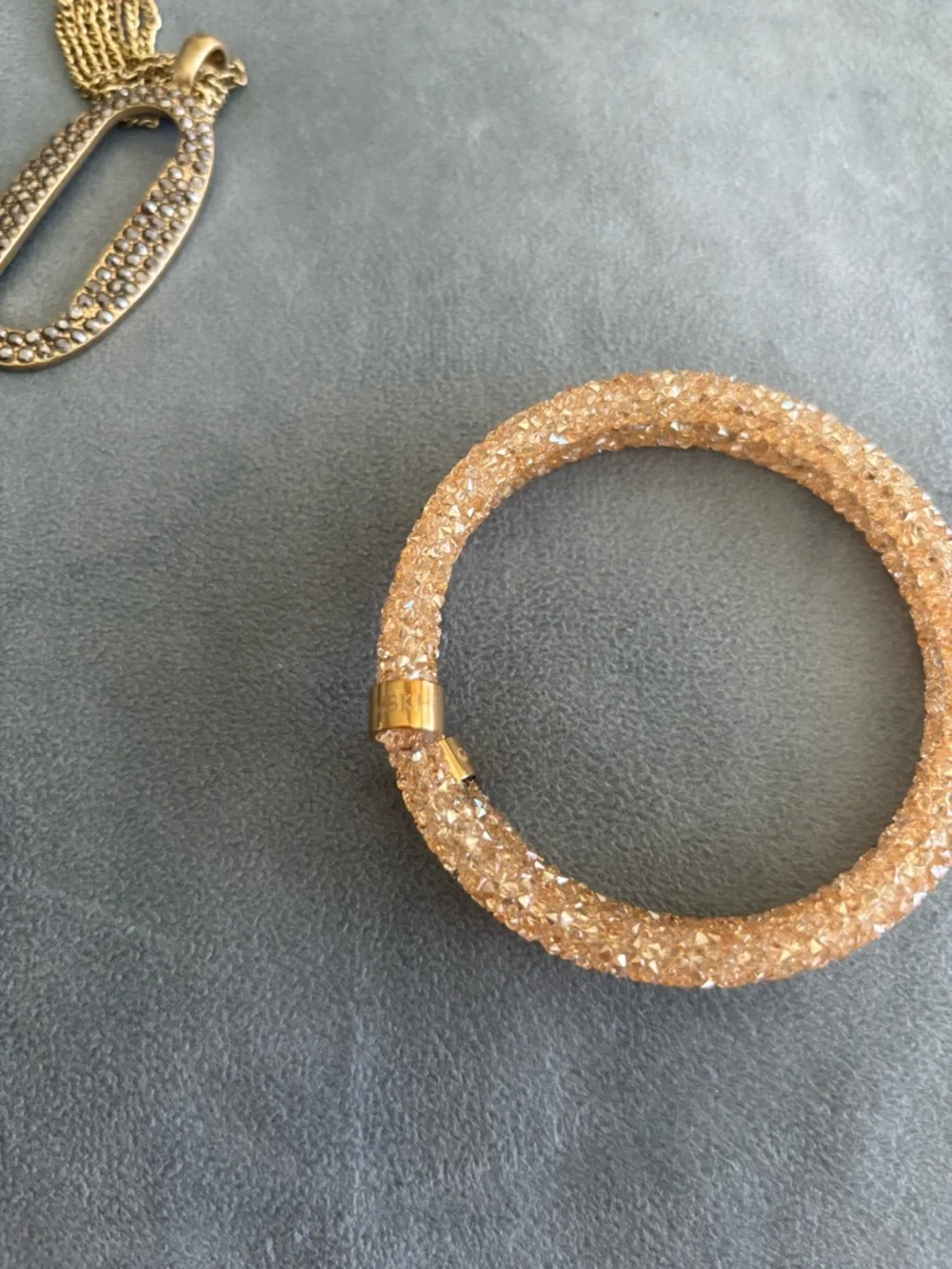 Swarovski Crytaldust Champagne / Gold Colored Double Wrap Bracelet - Women - Picture 9 of 10